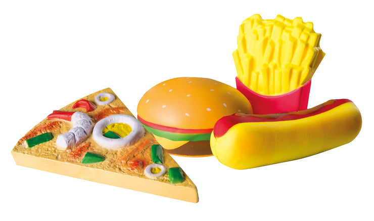 Jeu de 4 Squishies "Fast Food" jouet anti-stress ou accessoires de cuisine et de magasin