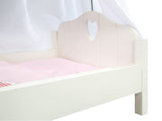 Doll bed 'Fienchen', incl. textile equipment, bed linen & sky, white lacquered