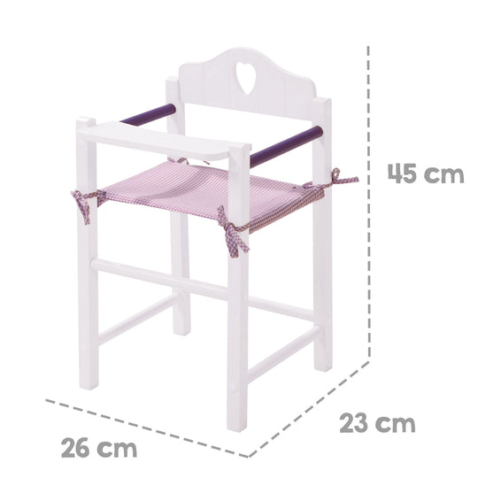 Trona para muñecas 'Fienchen', silla para muñecas bebé y niños, accesorios para muñecas pintada de blanco