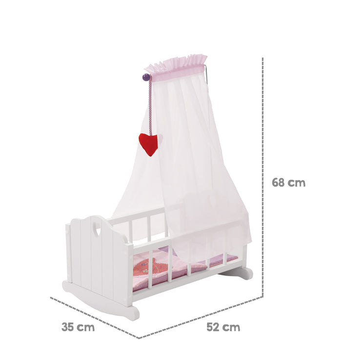 Doll cradle 'Fienchen' incl. textile equipment, bed linen & sky, white lacquered