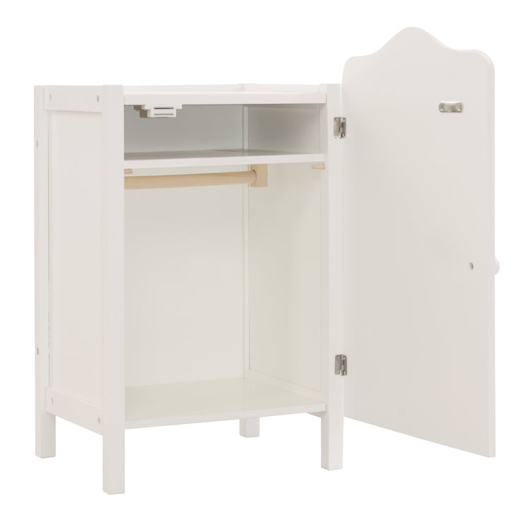 Armoire de poupée "Stella", pour ranger les vêtements et accessoires de poupée, blanc laqué