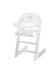 Chaise haute pour poupées "Stella", chaise en bois blanc pour poupée de bébé