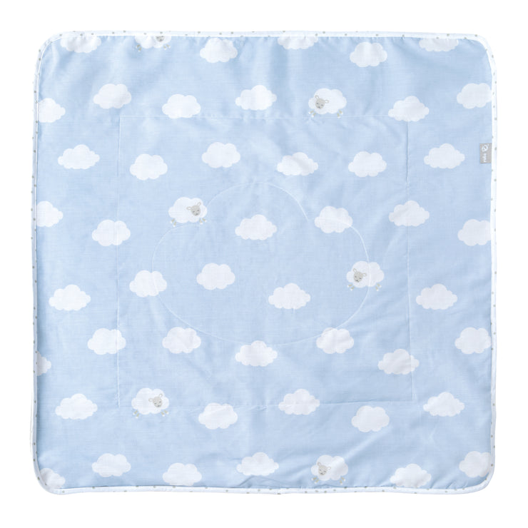 Babydecke 'Kleine Wolke blau', 2-seitig: 1x super weich, warm & flauschig, 1x 100 % Baumwolle