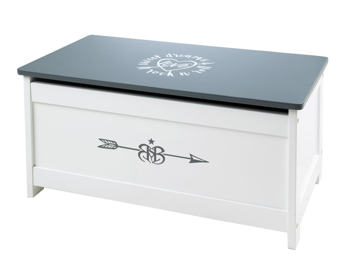 'Rock Star Baby' toy chest, bench & storage bench, chest bench white / anthracite