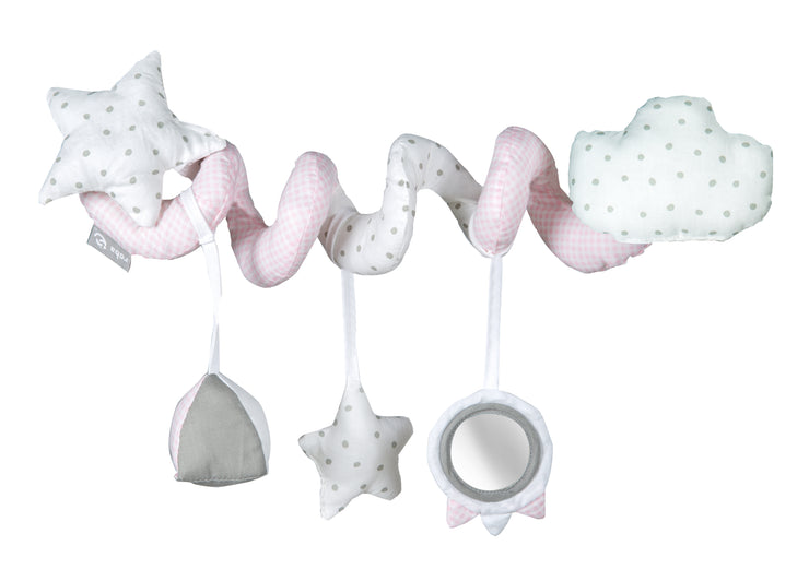 Espiral de actividades 'Little cloud pink', espiral de tela para agarrar para cochecitos o parque infantil