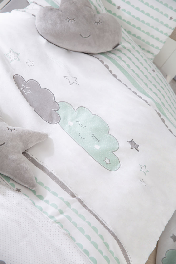 Bettwäsche 'Happy Cloud', 2-tlg, Bezug 100 x 135 cm, 100 % Baumwolle, Decken- & Kissenbezug