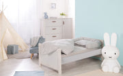 Kinderzimmerset 'Mila', inkl. Kombi-Bett 70 x 140 cm, Wickelkommode & 3-türigem Schrank, grau/weiß