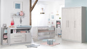 Set cameretta per bambini "Maren 2", incl. letto combinato 70 x 140 cm, fasciatoio e armadio a 3 ante, grigio chiaro/ bianco